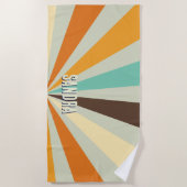Retro Sunburst Aangepaste Naam Groovy Vintage Groe Strandlaken (Voorkant)