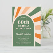 Retro Sunburst Arch Typografie Verjaardag Groen Kaart (Staand voorkant)