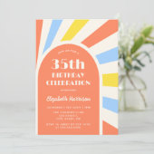 Retro Sunburst Arch Typografie Verjaardag Sinaasap Kaart (Staand voorkant)