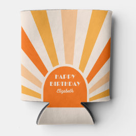 Retro Sunburst Arch Typografie Verjaardagsplezier Blikjeskoeler