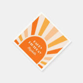 Retro Sunburst Arch Typografie Verjaardagsplezier Servet (Hoek)