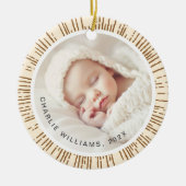 Retro sunburst crème gekleurde foto keramisch ornament (Voorkant)