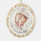 Retro sunburst crème gekleurde foto keramisch ornament (Links)