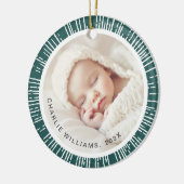 Retro sunburst dennengroen witte foto keramisch ornament (Links)