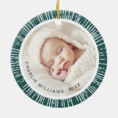 Retro sunburst dennengroen witte foto keramisch ornament (Achterkant)