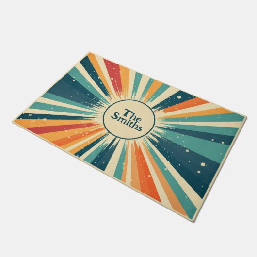 Retro Sunburst Door Mat. Deurmat (Schuin)