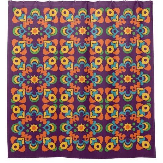 Retro Sunburst Flare Douchegordijn (Voorkant)