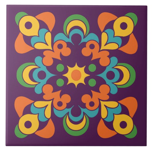Retro Sunburst Flare Tegeltje (Voorkant)
