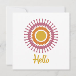 Retro Sunburst Flat Note Kaart in Paarse en Gouden Notitiekaartje