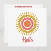 Retro Sunburst Flat Note Kaart in rood en goud Notitiekaartje (Voorkant / Achterkant)