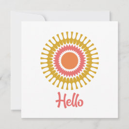 Retro Sunburst Flat Note Kaart in rood en goud Notitiekaartje
