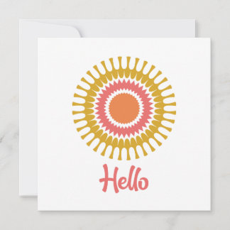 Retro Sunburst Flat Note Kaart in rood en goud Notitiekaartje