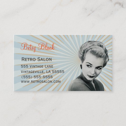Retro Sunburst Hair Stylist Visitekaartje (Voorkant)