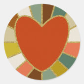 Retro sunburst hart ronde sticker (Voorkant)