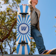 Retro Sunburst in helder en donkerblauw initiaal