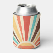 Retro sunburst: kleurrijke banner. blikjeskoeler (Blikje Voorkant)