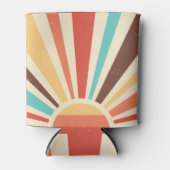 Retro sunburst: kleurrijke banner. blikjeskoeler (Voorkant)