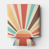 Retro sunburst: kleurrijke banner. blikjeskoeler (Achterkant)