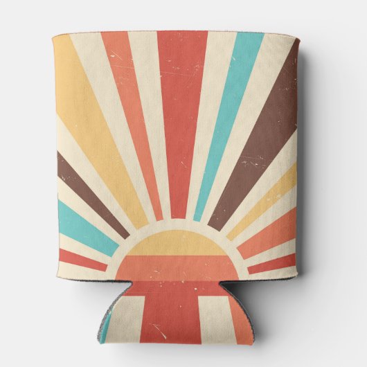 Retro sunburst: kleurrijke banner. blikjeskoeler (Achterkant)