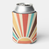 Retro sunburst: kleurrijke banner. blikjeskoeler (Blikje Achterkant)