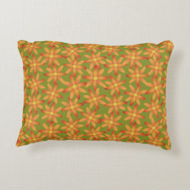 Retro Sunburst Madelief Bloemmotief in Gouden Olij Accent Kussen