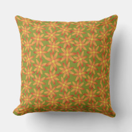 Retro Sunburst Madelief Bloemmotief in Gouden Olij Kussen