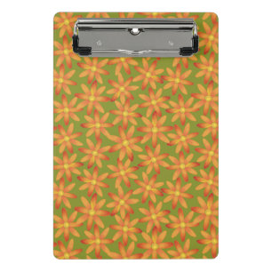 Retro Sunburst Madeliefje Bloem in Gouden Olijf Mini Klembord
