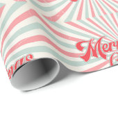 Retro Sunburst Merry Kerstmis midden eeuw Cadeaupapier (Rol Hoek)