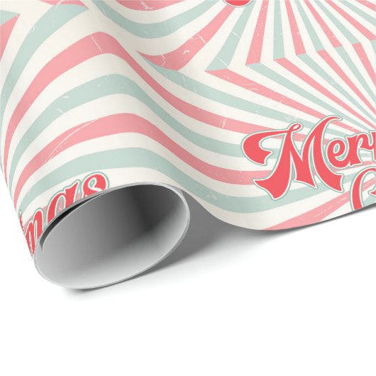 Retro Sunburst Merry Kerstmis midden eeuw Cadeaupapier (Rol Hoek)