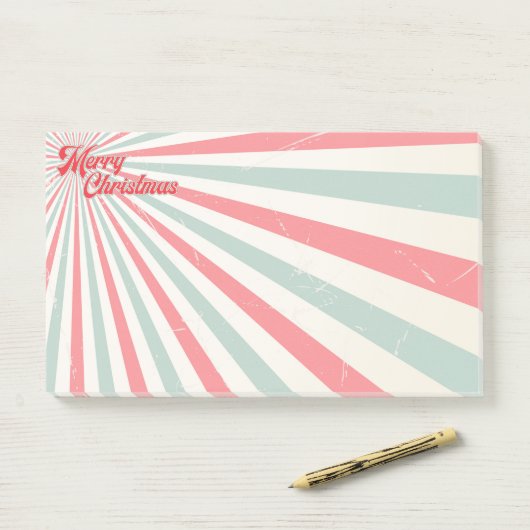 Retro Sunburst Mid Century Kerst Post-it® Notes (Op bureau)