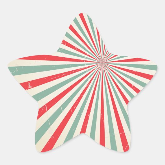 Retro Sunburst Mid Century Red & Green Starburst Ster Sticker (Voorkant)