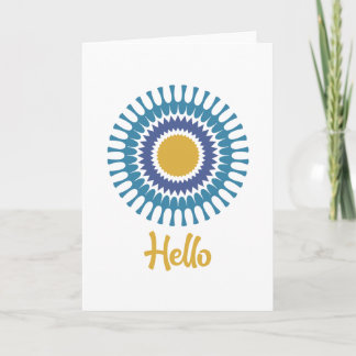 Retro Sunburst Note Kaart in blauw en goud