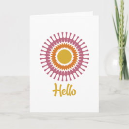 Retro Sunburst Note Kaart in Goud en Paarse