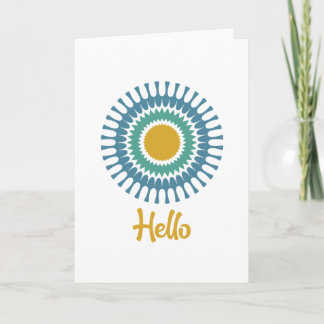 Retro Sunburst Note Kaart in Groen en Goud