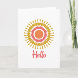 Retro Sunburst Note Kaart in rood, Sinaasappel en