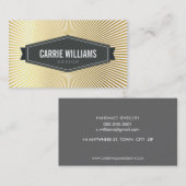 RETRO SUNBURST PATTERN grey badge logo gouden foli Visitekaartje (Voorkant / Achterkant)