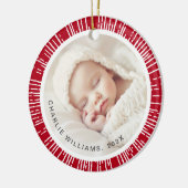 Retro sunburst rood wit foto keramisch ornament (Links)