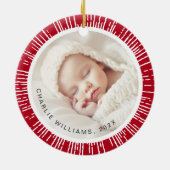 Retro sunburst rood wit foto keramisch ornament (Achterkant)