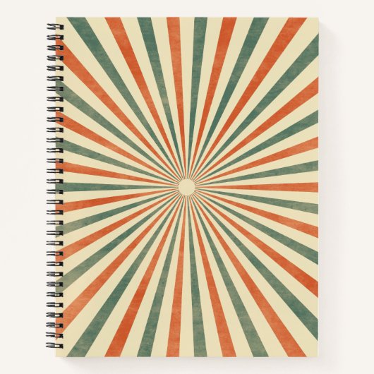 Retro Sunburst Spiral Design Notitieboek (Voorkant)