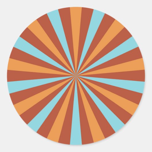 Retro Sunburst Sticker: Moderne  middeneeuwse Ronde Sticker (Voorkant)
