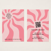 Retro sunburst swirl roze zon logo oorbel kaart (Voorkant /achterkant)