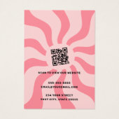 Retro sunburst swirl roze zon logo oorbel kaart (Achterkant)
