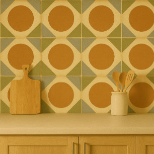 Retro Sunburst-tegel – Warm geometrisch ontwerp Tegeltje