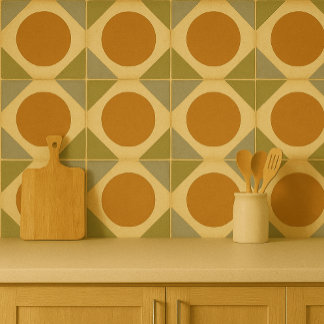 Retro Sunburst-tegel – Warm geometrisch ontwerp Tegeltje
