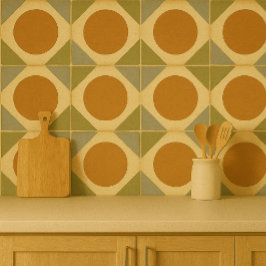 Retro Sunburst Tile – Warm Geometric Design Tegeltje