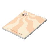 Retro sunburst werveling oranje zon foto en naam notitieblok (Linkerzijde)