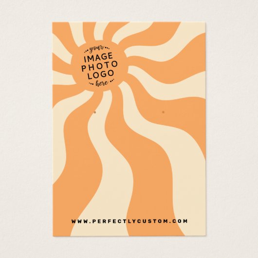 Retro sunburst werveling sinaasappel zon logo oorb visitekaartje (Voorkant)