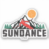 Retro Sundance Bergski Sticker (Voorkant)