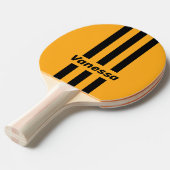 Retro Sunflower Buzz Three Pin Stripes with Name Tafeltennisbatje (Voorkant Gekanteld)