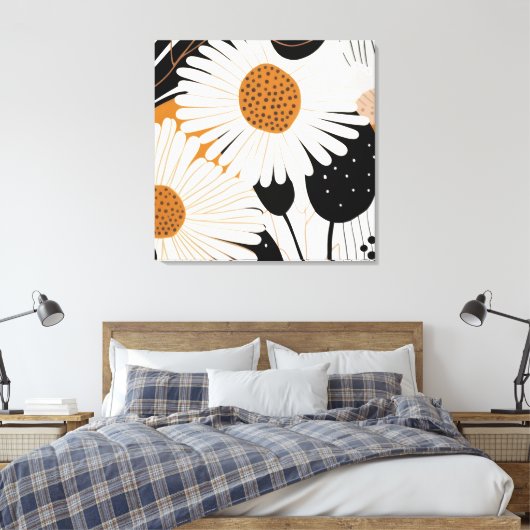 Retro Sunflower Canvas Afdruk (Insitu (Slaapkamer))
